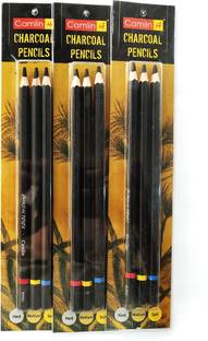 Camlin Charcoal pencil 3 sets hexagonal Shaped Color Pencils