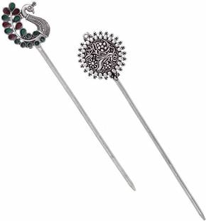 V L INTERNATIONAL Combo of 2 Women Hair Sticks Antique Decorative Hair Bun Sticks Bun Stick