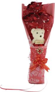 Delhi Gift House Red Rose With 1 White Teddy Bookey Decorative Showpiece  -  40 cm