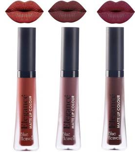 BLUE HEAVEN Elegance Matte Lip color Waterproof, Long lasting, Combo, Pack of 3 (Shades-2,7,8)