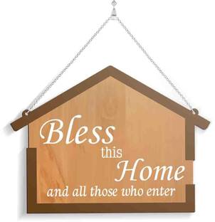 100yellow Wooden Bless this home Name Plate