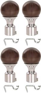 Bzcarts Brown Curtain Knobs, Rod Rail Bracket, Curtain Hooks Metal