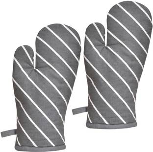 YELLOW WEAVES Grey Cotton Kitchen Linen Set
