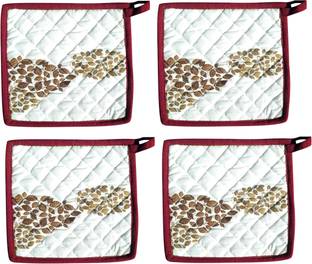 Miyanbazaz textiles White, Red, Gold Cotton Kitchen Linen Set