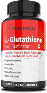 Potentveda L -Glutathione Skin Whitening & Glow 60 capsules (Pack of 1)
