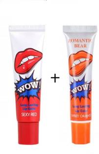 ROMANTIC BEAR 2PCS 2PCS Waterproof Lipstick -SEXY RED&ORANGE