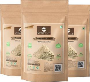 VEDICINE Bio Organic ASHWAGANDHA Root powder-Pack of 3