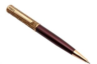 Ledos Gemstone Designer Maroon & Golden Combination, With Swaroski Crystals, Royal Collection Metallic Ball Pen