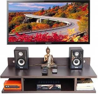 ANTIQUE MART TV Setup Box & Remote Stand Wooden Wall Shelf