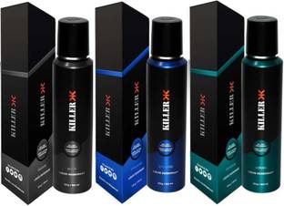 KILLER Wave, Cyclone, Ocean (150ml Each) Deodorant Spray  -  For Men & Women