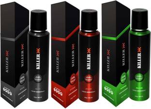 KILLER Wave, Storm, Marine (150ml Each) Deodorant Spray  -  For Men & Women