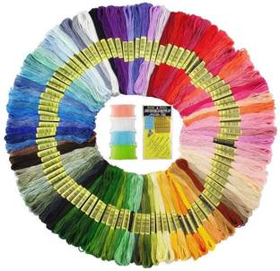 DIY Crafts Embroidery Floss Cross Stitch Thread Pack of 100 Skiens (Multi Color)