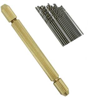 DIY Crafts Brass Pin Vise Drilling Chuck + Micro Twist Drill Point, 17 PCs