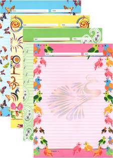 MAJESTIC BASKET Premium High Quality ART & CRAFT DESIGNER SHEETS FOR PROJECT / ASSIGNMENT / HOMEWORK/ CREATIVE WORK ETC [Pack of 40 sheets with 4 different styles] One Side Ruled Lines A4 80 gsm Multipurpose Paper