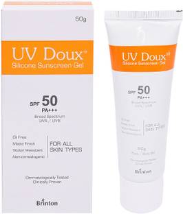 Brinton Sunscreen - SPF 50 PA+++ Healthcare UvDoux Face & Body Sunscreen gel with SPF 50 PA+++ in Matte Finish and Oil-Free Formula| Water Resistant Sunscreen| Protection against UVA/UVB Rays,(Pack of 2x50g)