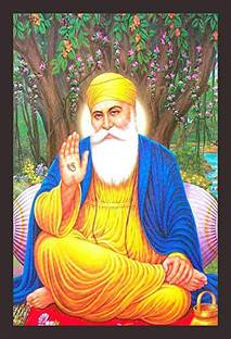 Mad Masters Sikh Guru Nanak Dev ji 1 Piece Wooden Framed Painting |Wall Art | Home Décor | Painting Art | Unique Design | Attractive Frames(Mad R1 2676) Oil 18 inch x 12 inch Painting