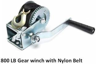 Breewell 800 lb (362 Kg) Gear Hand Winch Hand Crank Nylon Strap Gear Winch ATV 6 m Towing Cable