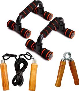 L'AVENIR Sports & Fitness Kit of Push Up Bar, 1 Wooden Rope & 1 Wooden Hand Grip Fitness Accessory Kit Kit
