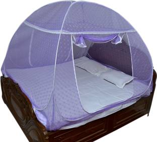 HOMELORE Polyester Adults Washable Queen Size bed Embroidery Violet Mosquito Net