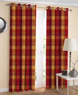 AIRWILL 153 cm (5 ft) Window Cotton Room Darkening Curtain (Pack Of 2)