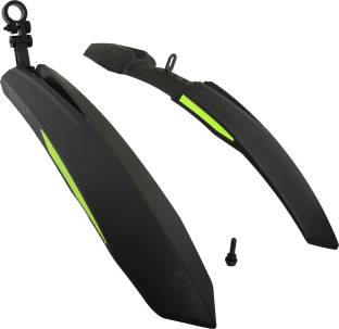 Dark Horse Bicycle Atom Mudguard with Reflective Tape, Black-Green Clip-on Front & Rear Fender
