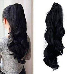 Maahal Ponytail for Girls, Artificial , Black, Pack of 1 Hair Extension