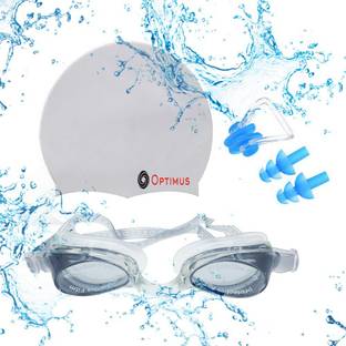 Optimus ÃÂ® Swimming Combo Kit-1 Swimming Cap 1 Swimming Goggle 1 Pair Ear-Plug & 1 Nose-Pin Swimming Kit