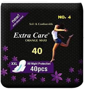Extra Care Womens Girls Sanitary Pads (Napkins) XXL - Pack of 40 (XXL, Orange Maxi) PACK OF 2 Sanitary Pad