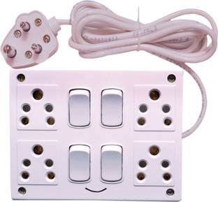 RUHAILA 4 SOCKET 6 AMP WITH 4 BUTTON WITH 4 METER HEAVY WIRE 4  Socket Extension Boards