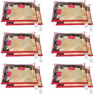 KUBER INDUSTRIES Plain Non Woven Single Packing Saree Cover 12 pcs Set (Red) ,CTKNEW103 CTKNEW0103