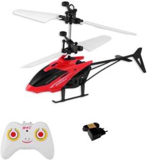 GLOBAL Kids Plastic Induction Type 2-in-1 Flying Indoor Helicopter with Remote(Multicolor)