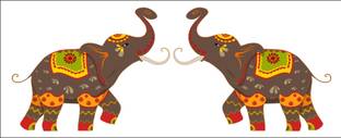 Divine studio 36 cm Rajasthani Elephant Wall Stickers ( 36Cm X 92Cm ) Self Adhesive Sticker