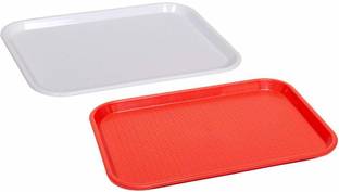 swift international Rectangular Plastic Serving Tray Red & White Tray