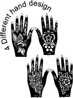 IVANA'S 4 Pieces India Henna Tattoo Stencil Set for Women Girls Hand Finger Body Paint Temporary Tattoo (IVANA-1031)