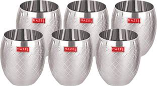 HAZEL (Pack of 6) Matt Finish Stainless Steel Drinking Glass Glass Set Water/Juice Glass