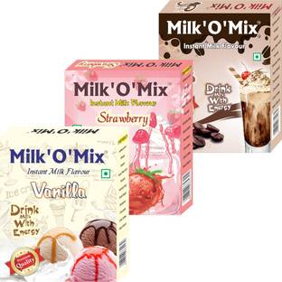 Milk'O'Mix Strawberry, Cold Coffee and Vanilla Flavored Milk Powder