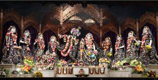 Model No- 1111 Radha Krishna Mayapur Dhaam Wallpaper (12x24 Size) Photographic Paper
