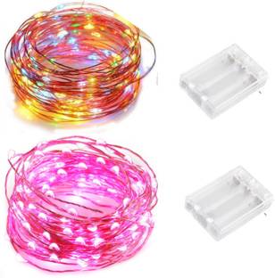 MANSAA® 50 LEDs 4.98 m Pink, Red, Green, Blue Steady String Rice Lights