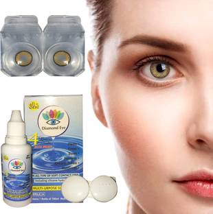 Diamond Eye Monthly Color Contact Lens (Zero Power,Hazel Color 1 Pair) Monthly
