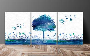 saf SAF Flying Bird with Tree Multieffect UV Textured Panel Painting (Set of 3, 12 Inches X 27 Inches (SANFC12129) Digital Reprint 12 inch x 27 inch Painting