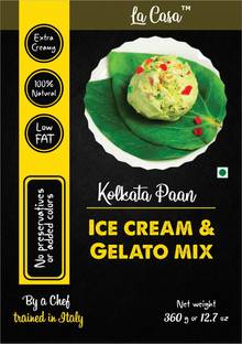 La Casa Kolkata Paan Gelato & Ice-Cream Mix | Extra Creamy | Low Fat | 100% Natural 360 g