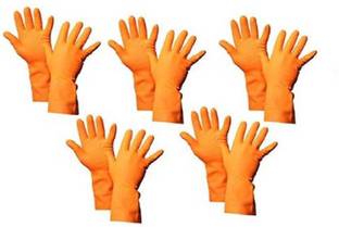 TASHKURST Safety Glove Large Orange Pack of 5 pairs Rubber  Safety Gloves