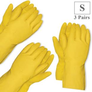 Healthgenie Flocklined Industrial and Scientific purpose Small, 3 Pairs Gloves Rubber  Safety Gloves