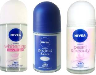 NIVEA Whitening Smooth Skin + Protect & Care + Pearl & Beauty Deodorant Roll-on 3 units of 25ml Deodorant Roll-on  -  For Women