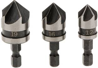 BOLT B01MR2X180 Hex Countersink Power Drill Bit Bore Set for Wood Metal - Set of 3
