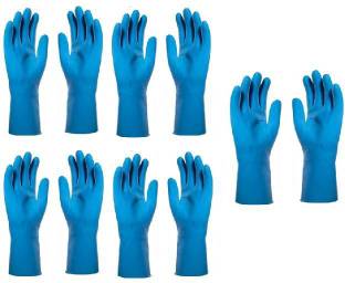 TASHKURST Reusable Rubber Hand Gloves Waterproof Household Gloves for Kitchen Cleaning, Dish Washing, Laundry, Perfect for Garden Lightweight and Durable Blue Wet and Dry Glove Set
