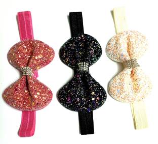 ANNA CREATIONS multi-coloured baby girl kids hairband headbands glitter elastic rabbit ear hair Head Band