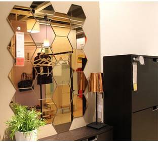 AtulyaArts 60 cm 3D Hexagon Acrylic Stickers (Pack of 20), Acrylic Mirror Wall Stickers for Home & Offices Self Adhesive Sticker