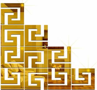 wall1ders 10 cm Geomatric waist golden 3D Acrylic Mirror Wall Sticker for Home & Office (Pack of 10) Self Adhesive Sticker