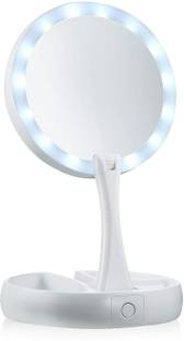 OCTOPUSPRIME Double Sided LED Mirror 10x Magnification Vanity Mirror Compact